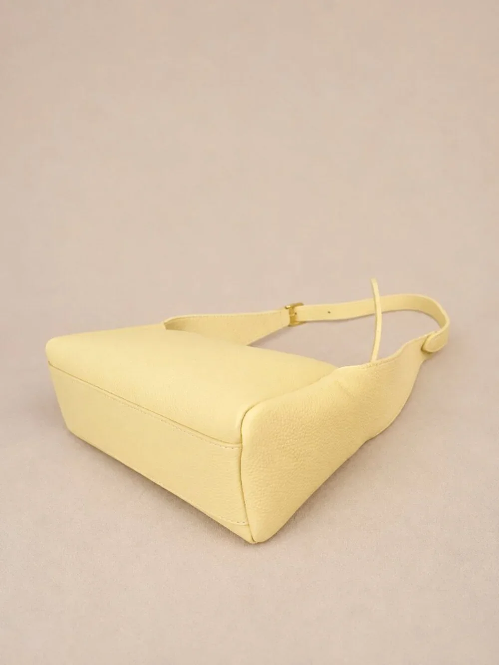 Butter Yellow Italian Leather Small Crossbody Shoulder Bag, Pebbled Handbag